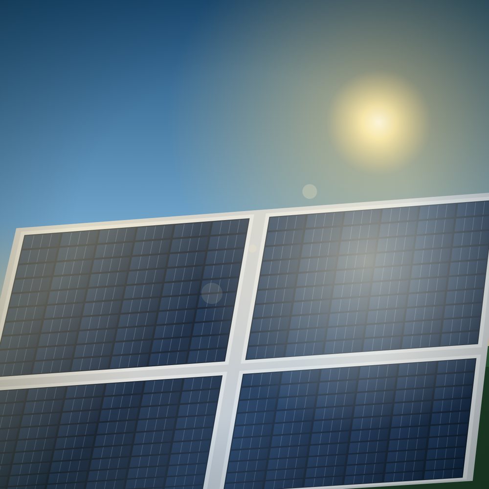 Close-up of solar panels facing the sun