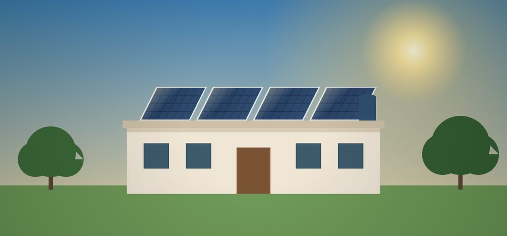 Illustration of a house with solar panels on the roof